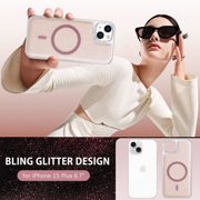 GAOBAO Designed for iPhone 15 Plus Case, Magnetic Drop Resistant Glitter Full Camera Protection for iPhone 15 Plus 6.7”, Pink