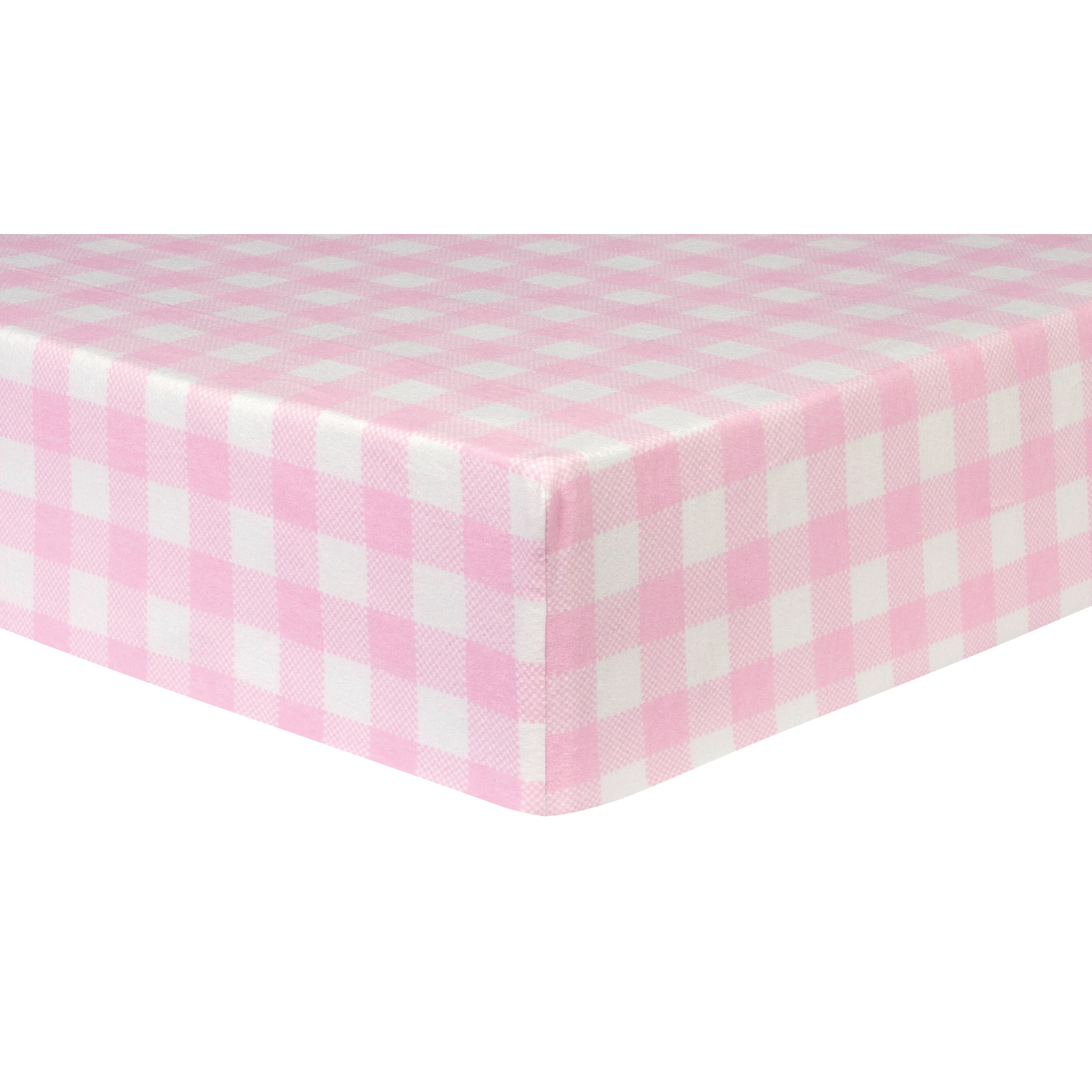 Pink and White Buffalo Check Deluxe Flannel Fitted Crib ...
