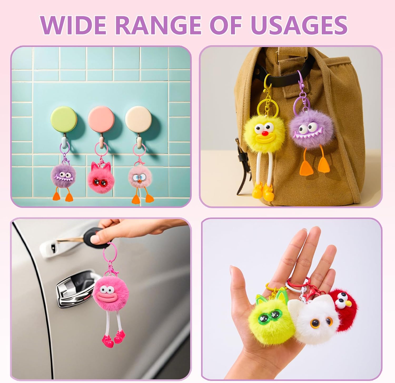 24 PCs Kids Keychains - Keychain Valentines Day Gifts for Kids Classroom Birthday Goodie Bags Stuffers Party Favors Pinata Toys Classroom Prizes Elementary Child Bulk Items Treasure Box Prizes
