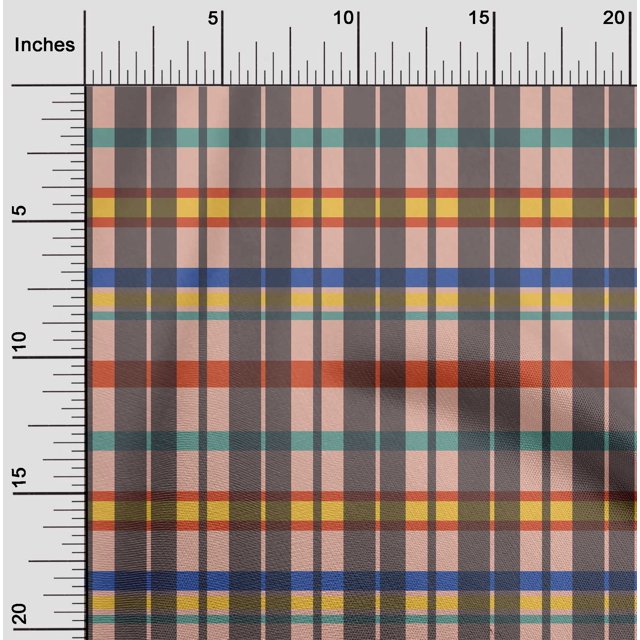 oneOone Organic Cotton Poplin Twill Fabric Madras Check Decor Fabric Printed BTY 42 Inch Wide