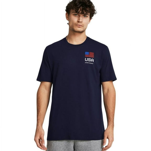 Under Armour MIDNIGHT NAVY/STEEL Men's Freedom Amp 4 T-Shirt, US Medium