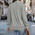 thumbnail image 4 of Quarter Zip Pullover Women Lapel Long Sleeve Half Zipper Mockneck Sweatshirt Casual Lightweight Pullover Tops Pockets Gray L, 4 of 6