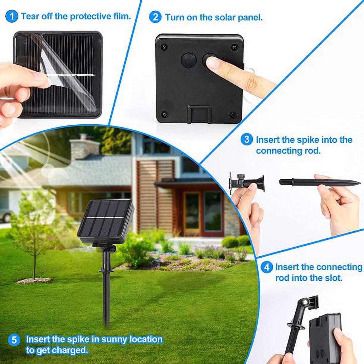 Juhefa 4-Pack Solar String Lights, 184 Ft, 520 LED, Warm White photo 5