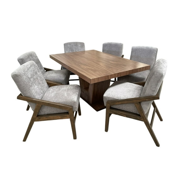 Comedor Dallas 6 Sillas SALVANTO Chapa De Nogal 160x100 cm