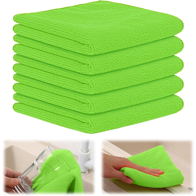 Paquete de 5 paños de limpieza de microfibra, trapos de limpieza absorbentes de agua, toalla de microfibra reutilizable, trapos de cocina (verde)