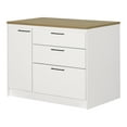 thumbnail image 2 of South Shore Myro Kitchen Island with Door and Drawers, in White and Maple Nutmeg, 2 of 17