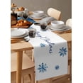 thumbnail image 6 of Blue Santa Christmas Burlap-Cotton Table Runner 70 Inches Long,Xmas Tree Snowflake Farmhouse Table Runners,Outdoor Dining Tablecloths Decor for Baby Shower/Party/Wedding 13x70, 6 of 9