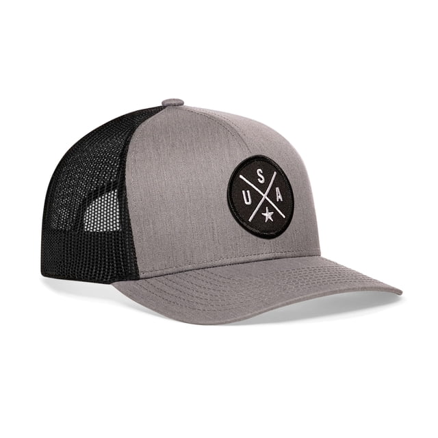 Gorra trucker HAKA USA de malla con cierre snapback, gris y negro
