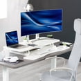 thumbnail image 3 of VIVO White Height Adjustable 42" Standing Desk Monitor Riser, Sit Stand Tabletop, 3 of 9