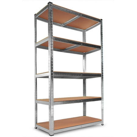 Zimtown 5 Tier Heavy Duty Steel Shelving Unit  11.8 W x 29.5 D x 59 H Garage Storage Rack Silver
