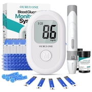 Blood Glucose Monitor Kit - 100 Test Strips and 100 Lancets for Home Use, 500 Memory, No Coding, Diabetes Testing, Blood Glucose Monitoring System