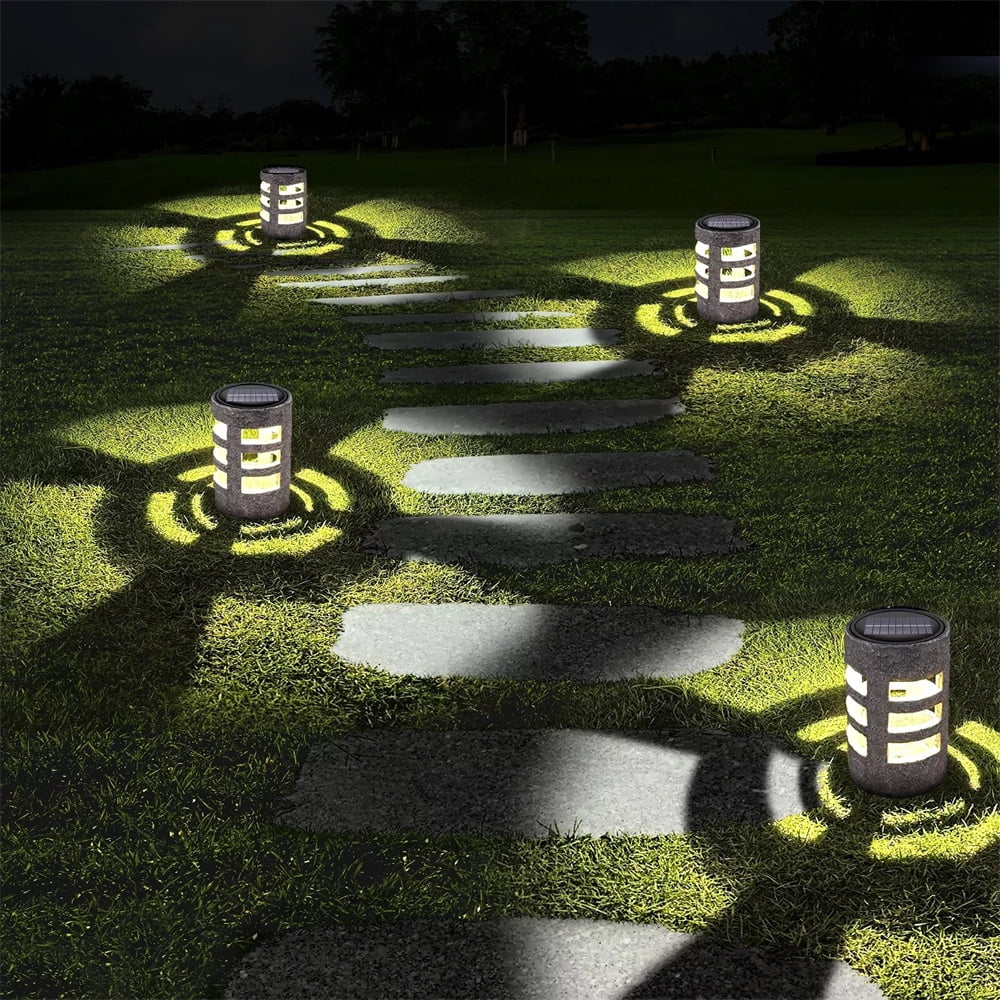 4 Pack Ground Pillar Solar Power Lights Led Waterproof Outdoor Garden Yard Lawn