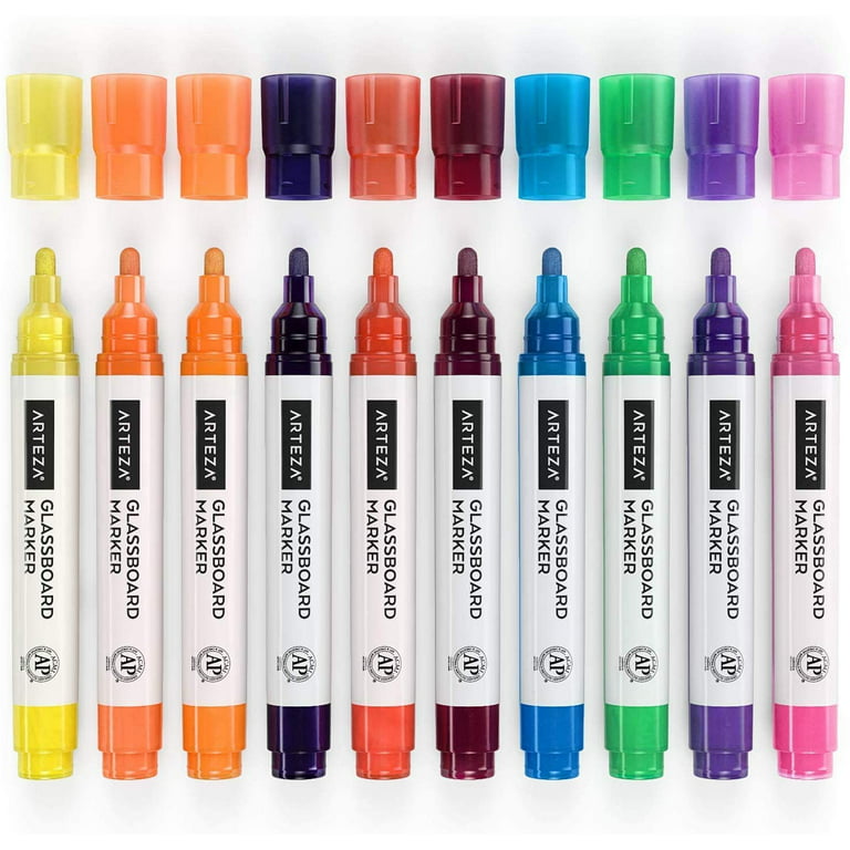 Arteza Permanent Markers, Bright & Neon, Ultra Fine Tip - Set of 24