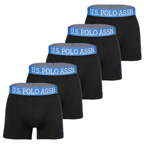 U.S. POLO ASSN. Boxershorts para hombre, pack de 5 - Trunks, logo, algodón elástico Negro M (Medium)