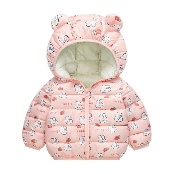 Kiijoy Toddler Girls Cartoon Padded Coat Bear Ears Hooded Jacket Outerwear, Sizes 2-3