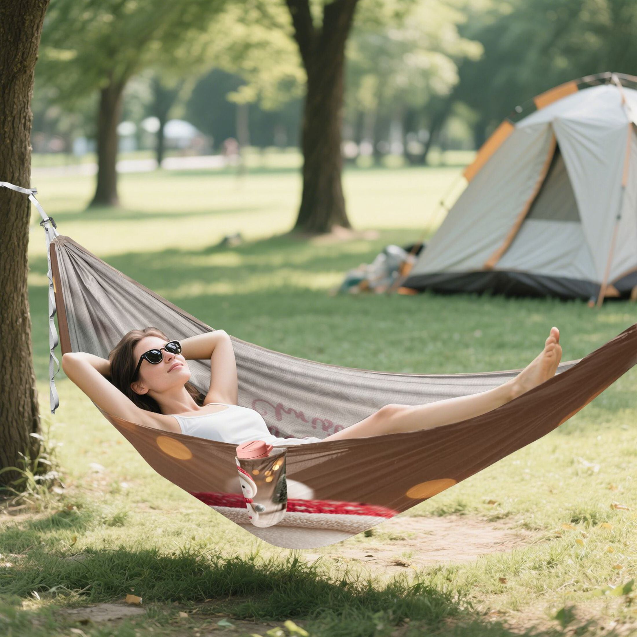 Hammock Camping Hammock Nylon Portable Hammock Travel Camping Hammock Christmas Snowman Cartoon