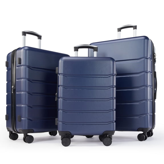 3-Piece Luggage Set (20/24/28-inch), Hardshell Spinner Suitcases with TSA Locks, Lightweight and Durable Blue Travel Luggage