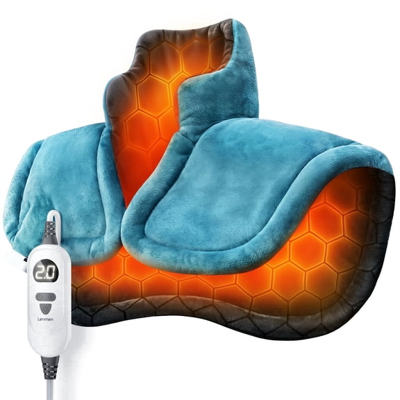 Lenmen Graphene-Infused Weighted Heating Pad & Shawl for Back and Neck, 6 Heat Settings, Auto-off Timer, Washable