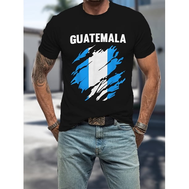 Guatemala Graphic Digital Print, Men's Novelty T-Shirt, Polyester, Short Sleeve, Casual Crew Neck Pullover, Lightweight & Comfortable