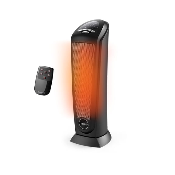 Lasko CT22410 Black 1500W 2 Speed, Oscillating, Remote, Timer Ceramic Tower Space Heater