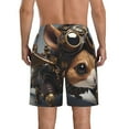 thumbnail image 3 of KLL Steampunk Squirrel Pilot Men's Casual Summer Beach Shorts Hawaiian Shorts with Pockets-Large, 3 of 5