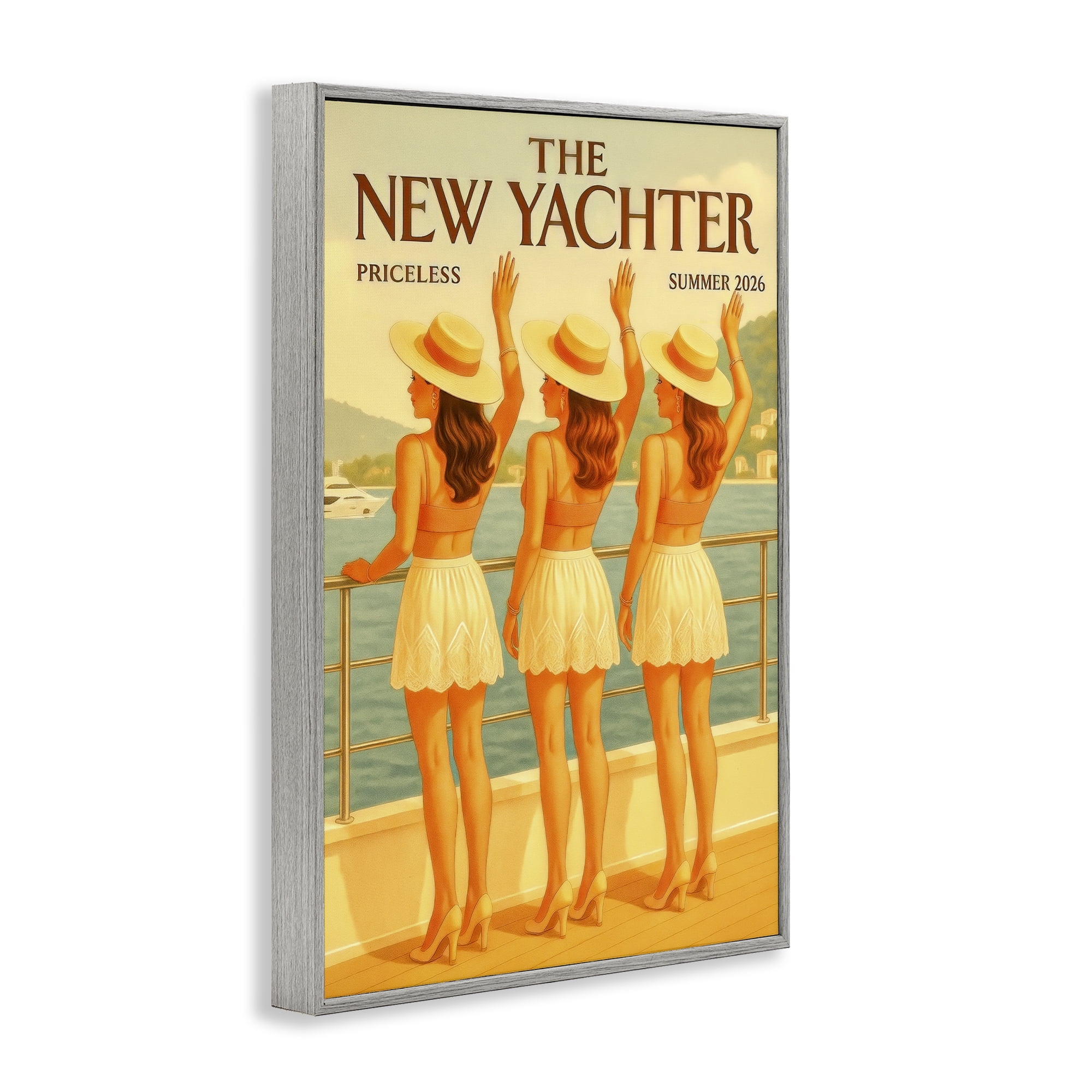 Stupell Industries Magazine Parody Fashion Trio Gray Framed Giclee Art, design by Grotto Studios