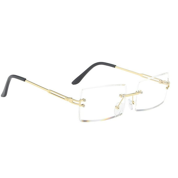 Sonducket Gafas de sol de moda sin montura Gafas de sol rectangulares Gafas de moda de verano UV400 Lentes siete