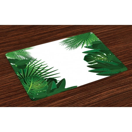 Leaf Placemats Set Of 4 Exotic Fantasy Hawaiian Tropical Palm