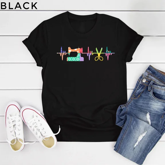 Quilter Sewing Heartbeat Funny Gift For A Quilting Lover Unisex T-Shirt up to 5XL