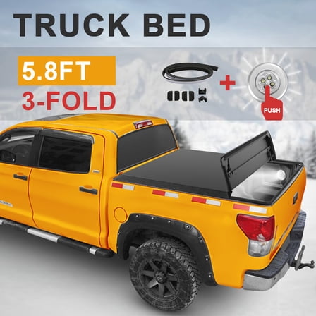 5.8FT 3-FOLD Tonneau Cover For 2019-2025 Chevy Silverado Sierra 1500 Truck Bed