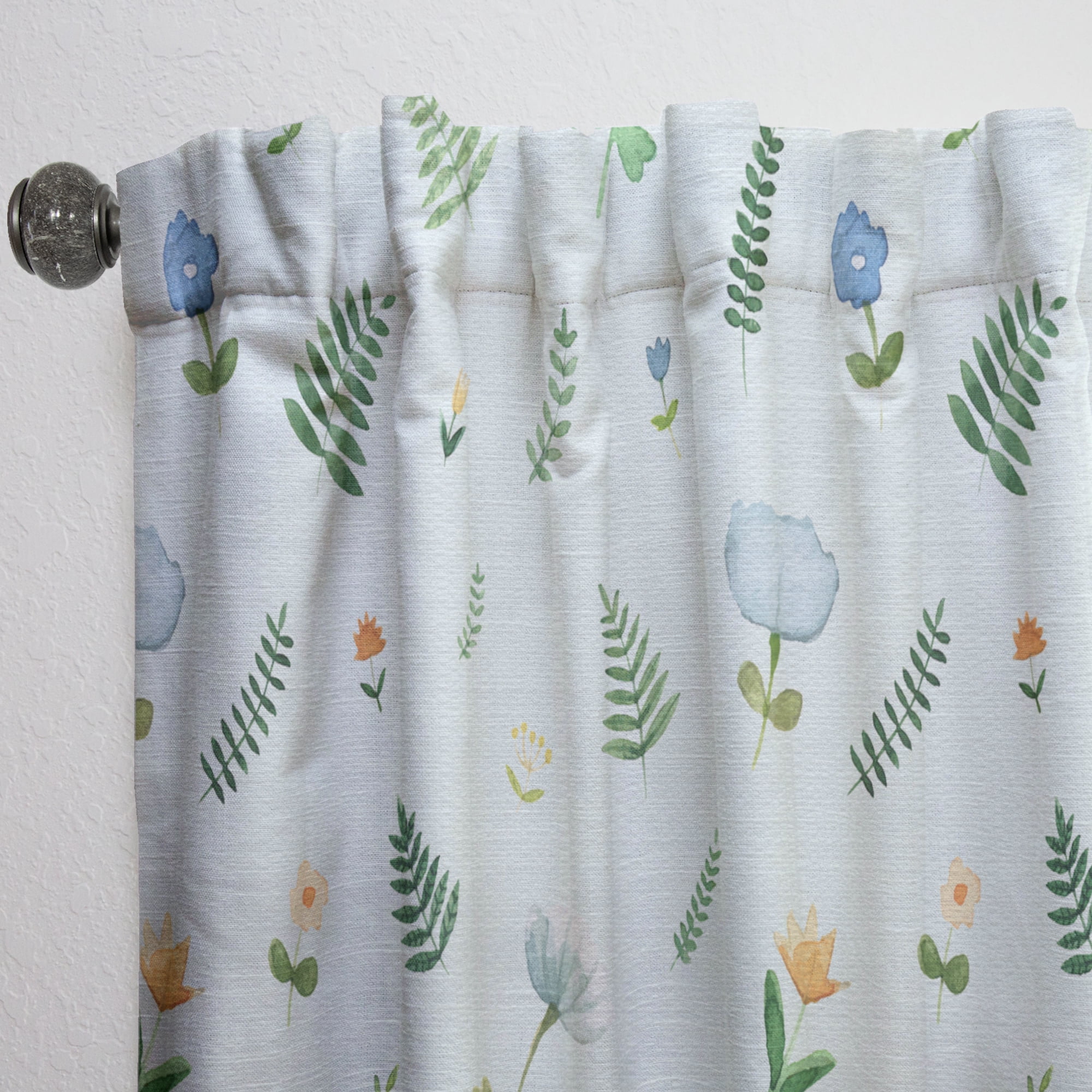 Designart 'Floral Retro Pattern IX' Mid-Century Modern Curtain Panel