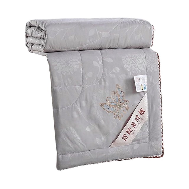 Hi,Fancy Summer Quilt Portable Solid Color Reusable Air-conditioning Printed Breathable Warm Keeping Brushed Bedding Accessories Grey
