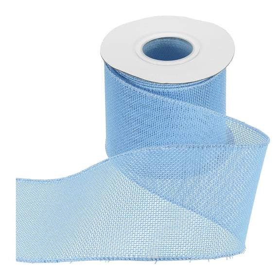 Uxcell Burlap Wired Ribbon 3" x 10 Yard Wired Edge Ribbon Woven Strap, Light Blue