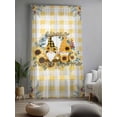 thumbnail image 2 of Sheer Curtains 84 Inches Long, Sunflower Semi Sheer Curtains Light Filtering Window Treatment, Gnomes Yellow Checkered Eucalyptus Leaves Privacy Voile Drapes for Living Room Bedroom 52x84 Inch, 2 of 7