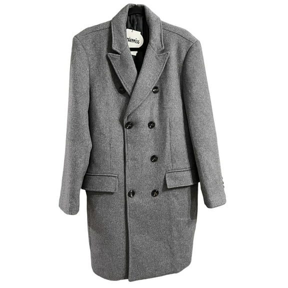 Mordenmiss Basic Design Women's Double Breasted  Thick Wool Blend Fall Winter Coat XL