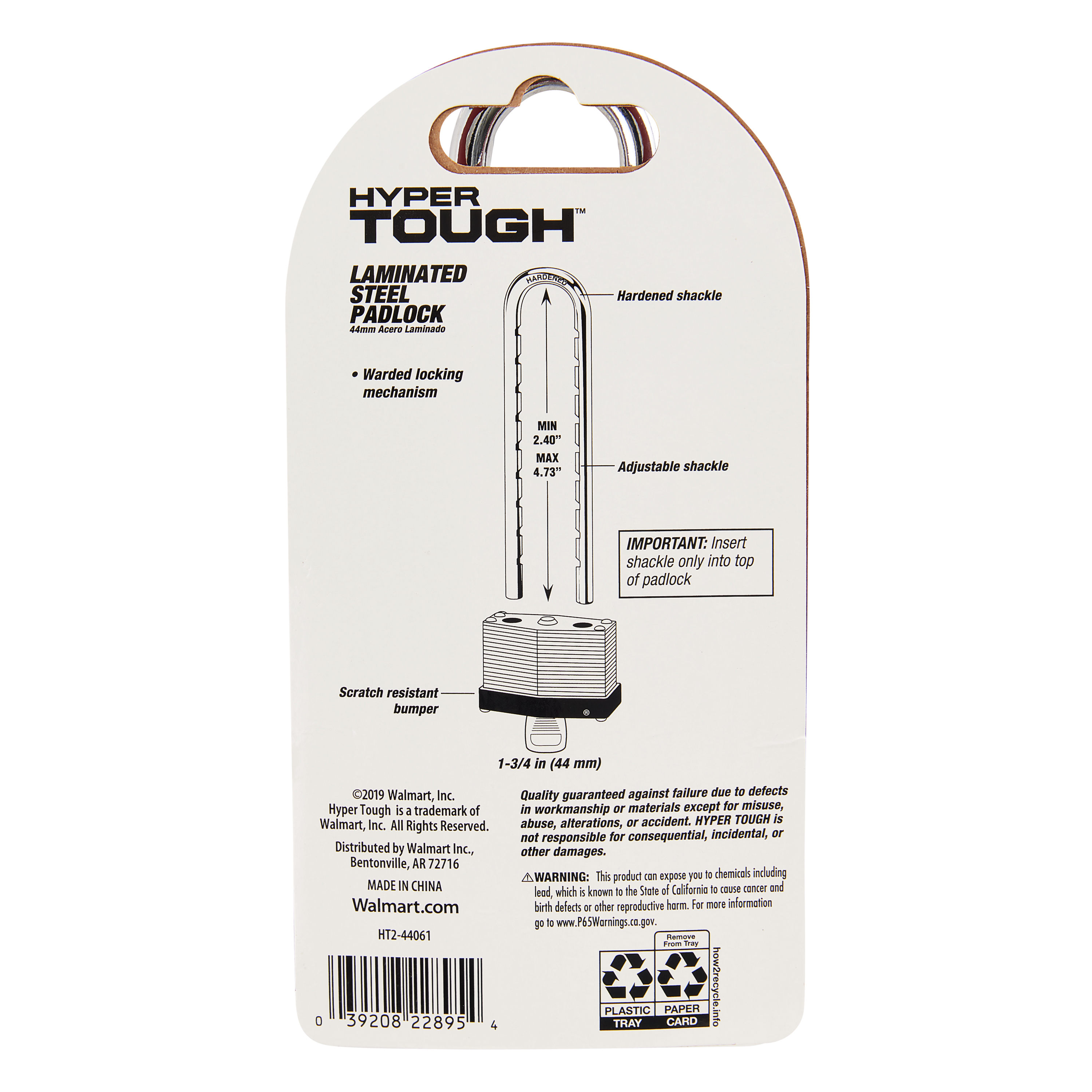 Hyper Tough Laminated Steel Adjustable Padlock photo 4