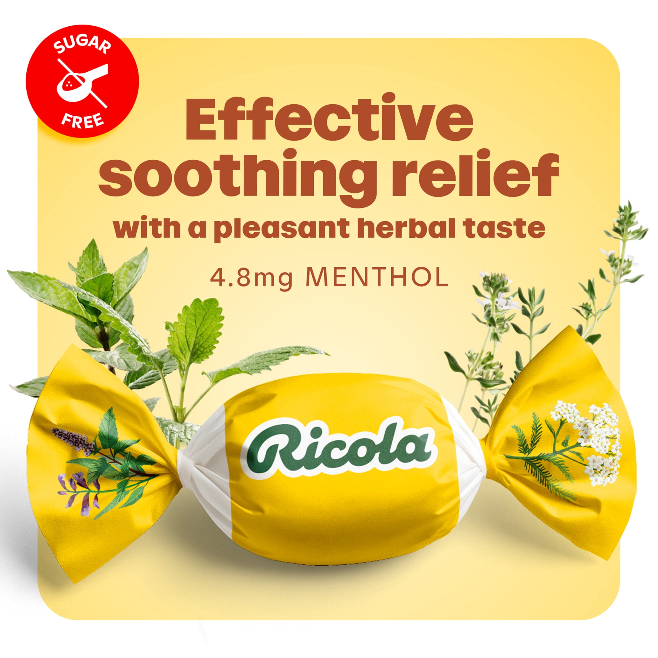(6 pack) Ricola Sugar-Free Swiss Herb Soothing Cough Drops for Throat Relief, 19 Count