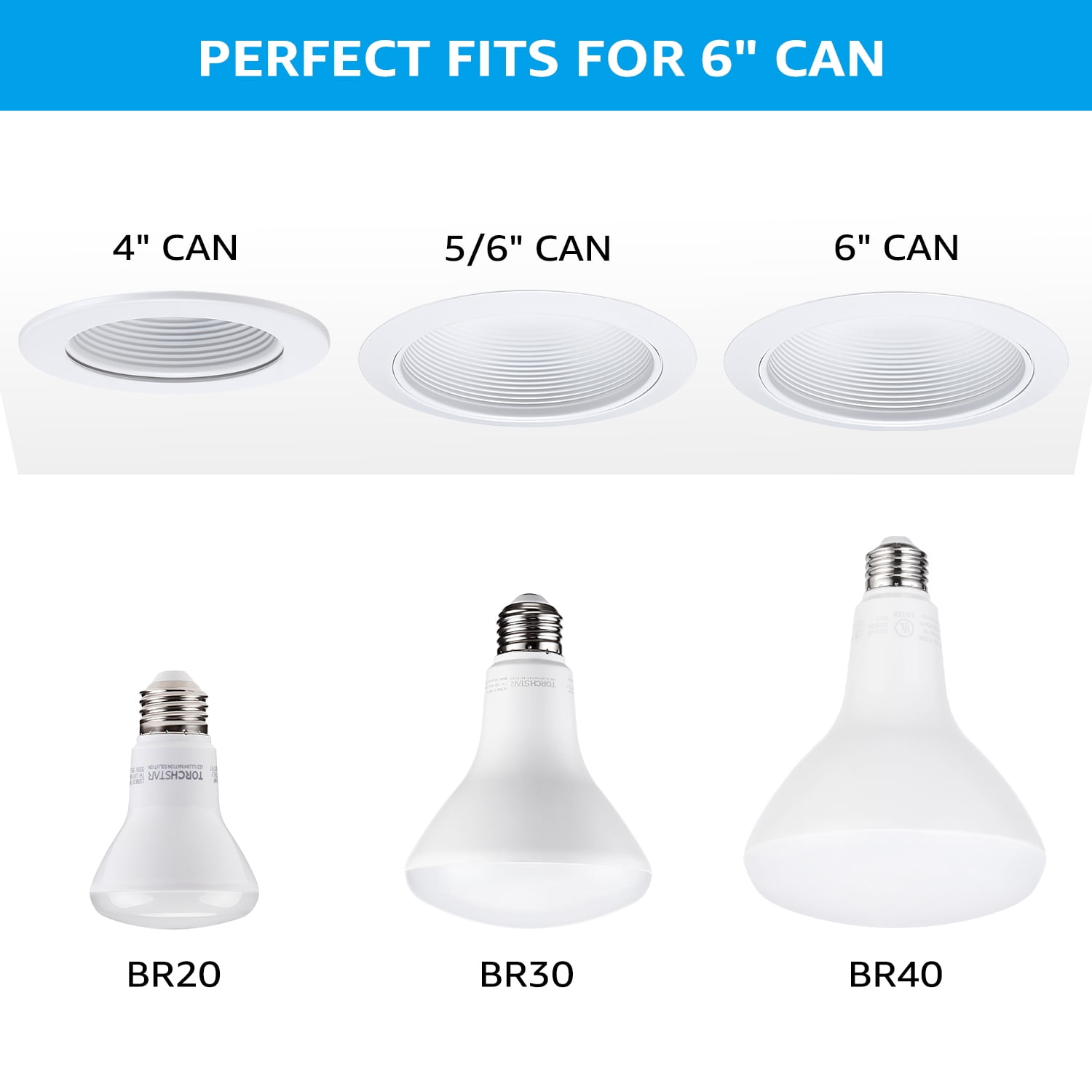 12 Pack BR40 LED Light Bulbs, 17W=100W, 1400lm, Dimmable, E26 Base, Indoor Flood Light for Cans, Recessed Kit, 4000K Cool White