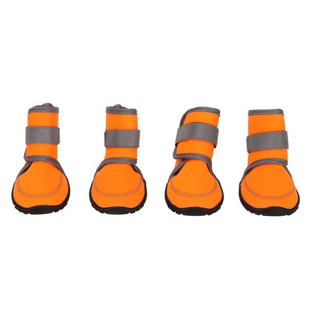Lot de 4 bottes pour chien en caoutchouc souple, imperméables, protège-pattes avec sangles réfléchissantes pour activités de plein air, taille M