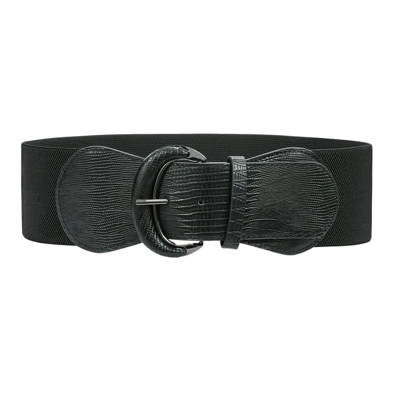 Whippy Women's Elastic Wide Belt, Stretch Waist, Black photo 1