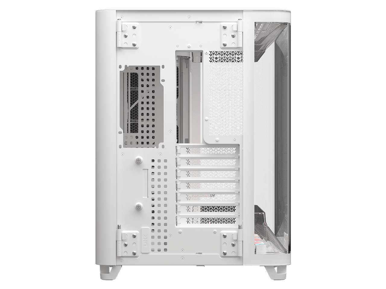 Corsair AIR 5400 LX-R RGB iCUE LINK Triple Chamber Mid-Tower PC Case-White with 3x iCUE LINK LX-R RGB 120mm reverse-rotor fans and System Hub Pre-Installed, BTF Back Plug Motherboard Design