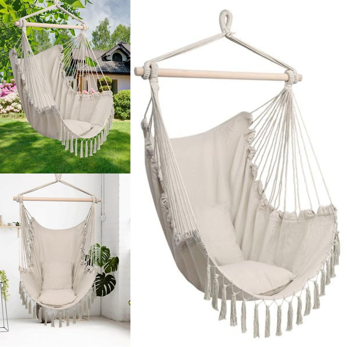 Portable Hammock Bed Hanging Rope Chair Porch Swing Seat Garden Outdoor Camping Portable Hammock Bed Hanging Rope Chair Porch Swing Seat Garden Outdoor Camping