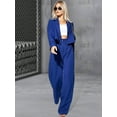 thumbnail image 5 of Women'S 2 Piece Casual Outfits Cropped Blazer Jackets High Waisted Wide Leg Work Pants Suit Set Blue S, 5 of 9