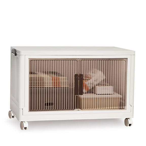 Dayooh 66QT Foldable Plastic Storage Bins with Wheels, White