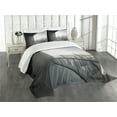 thumbnail image 3 of Ambesonne Grey Quilted Bedspread Set 3 Pcs, Dubai Cityscape, Queen Size, Charcoal Grey and White, 3 of 5