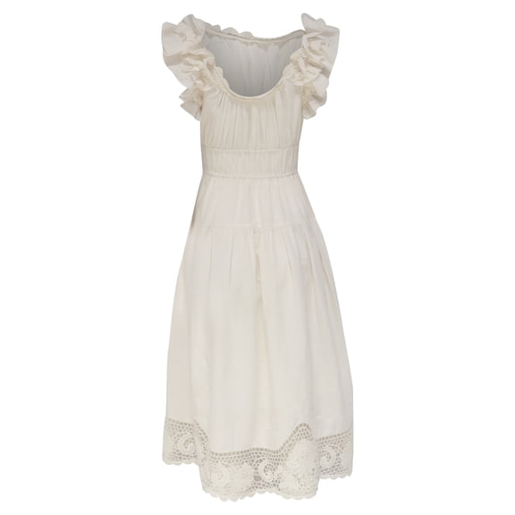 Pre-Owned Ulla Johnson Leona Midi Dress in White Linen