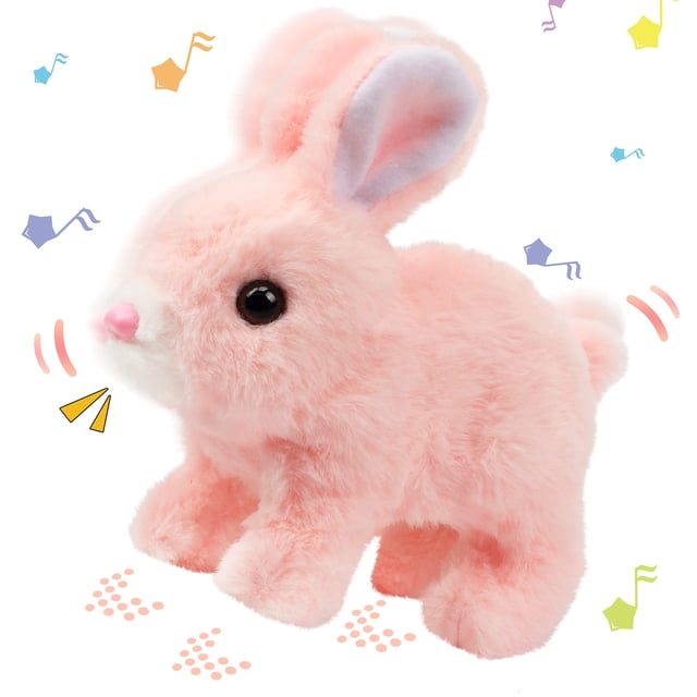 Juguete de conejito de peluche Hoppearl, conejo saltarín interactivo, 18 cm