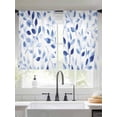 thumbnail image 2 of Navy Blue Eucalyptus Sheer Curtains 45 Inch Length 2 Panels Set Window Treatments, Spring Summer Botanical Leaves Rod Pocket Semi Curtains for Living Room/Bedroom/Kitchen Décor, 104"W x 45"L, 2 of 7