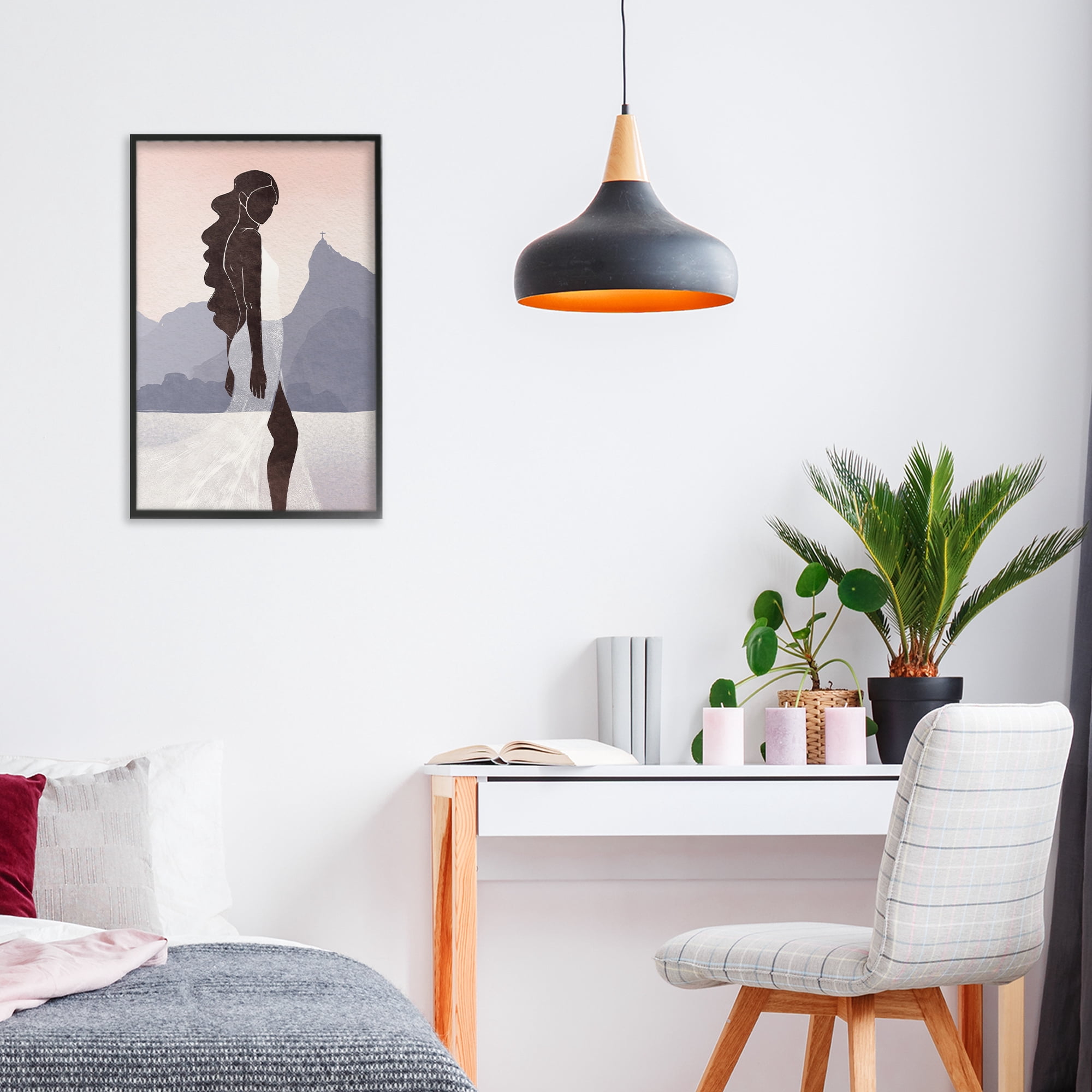 Stupell Industries Garota Silhouette Portrait Black Framed Giclee Art, design by Yuyu Pont