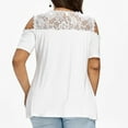 thumbnail image 5 of JeashCHAT Shirts for Women Clearance Plus Size Women O-Neck Cold Shoulder Solid Lace Short Sleeve Zipper Tops Blouse, 5 of 7